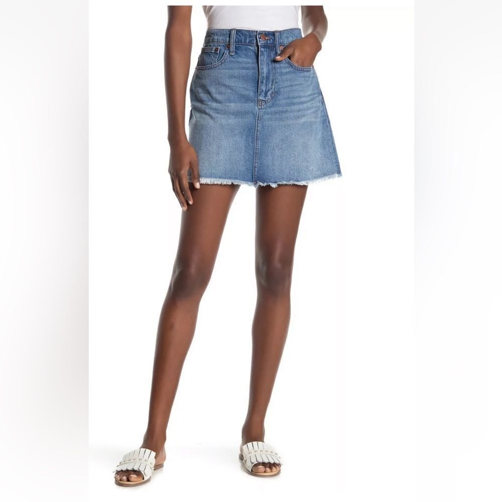 Madewell Light Blue Denim A-Line Mini Skirt